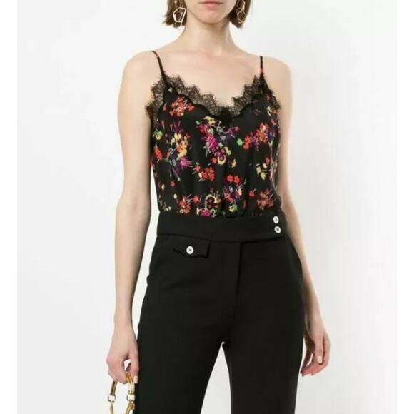 Veronica Beard Silk Dark Floral Gil Camisole NO BRAND / SIZE TAG APPROX Sz 8 - Picture 9 of 10